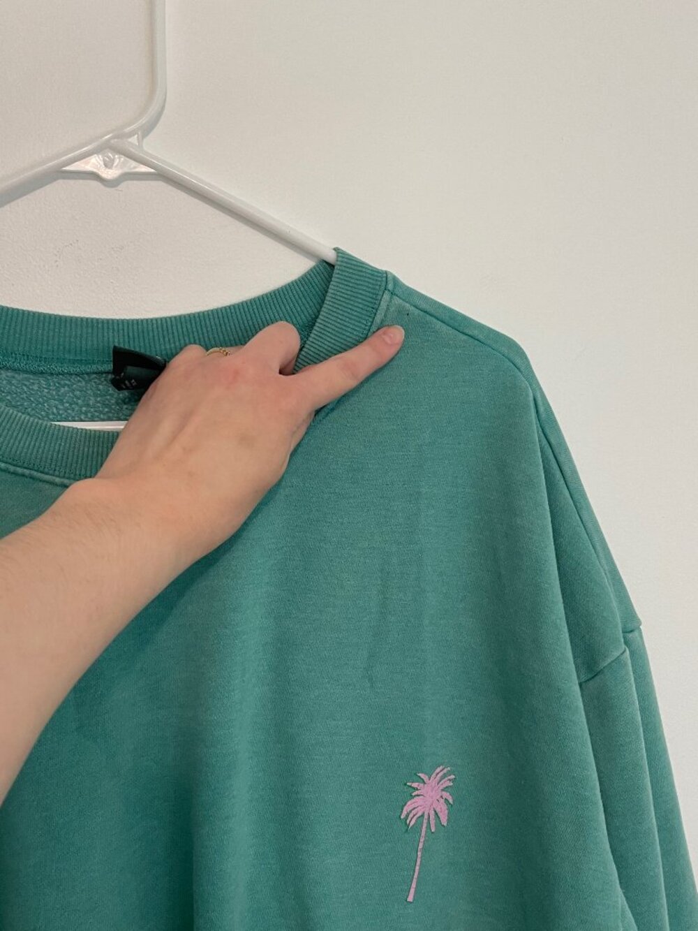 WILD FABLE Oversized Sweatshirt Teal Blue Green Beach Vibes Summer Vacation Boho - Picture 7 of 16